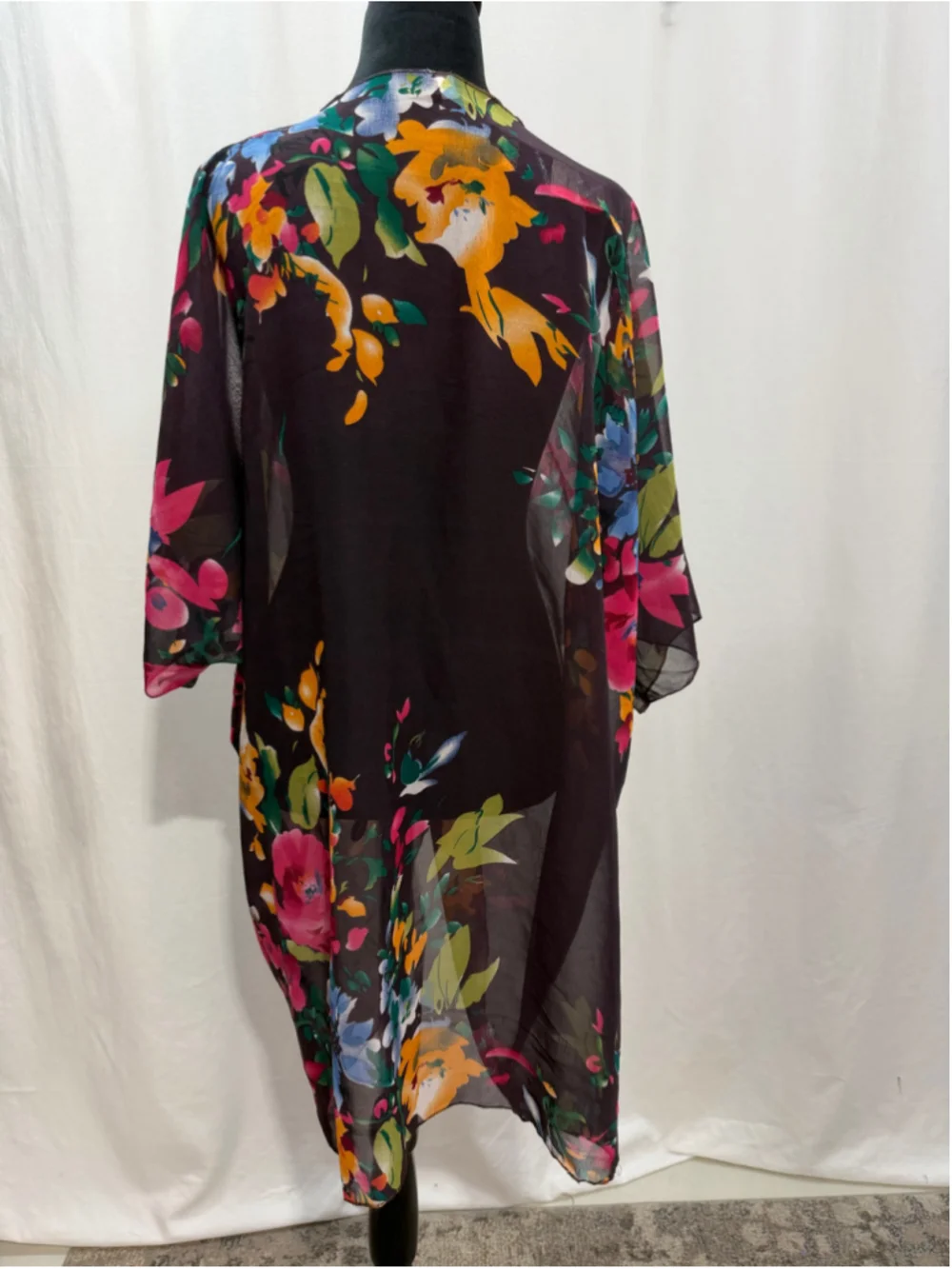 Women's Unbranded Floral Kimono One Size Black Multicolor. 2107